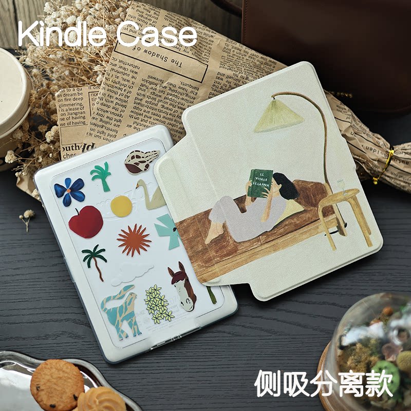 沙发KindlePaperwhite6/5/4/3侧贴分离保护套kindle2024青春版磁吸拆分658/958软包边kpw1/2/3休眠电子书外壳图片