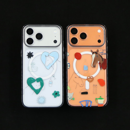 马年Phone17promax手机壳iPhone16promax/15pro黑边硅胶iphone14plus/13pro防摔透明磁吸支架泡泡骚通用