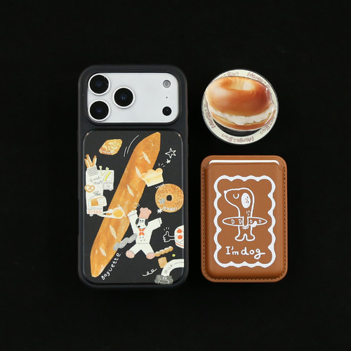 法棍小狗磁吸黑框全包iPhone17/16/15/14苹果手机15/16promax防摔11/12pro15/16pro保护壳13/14/12/17max