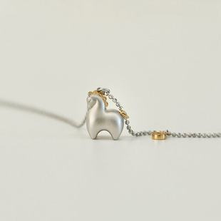 BLUE 设计师原创925纯银小众马年转尾巴小马可调节项链女 GLOW