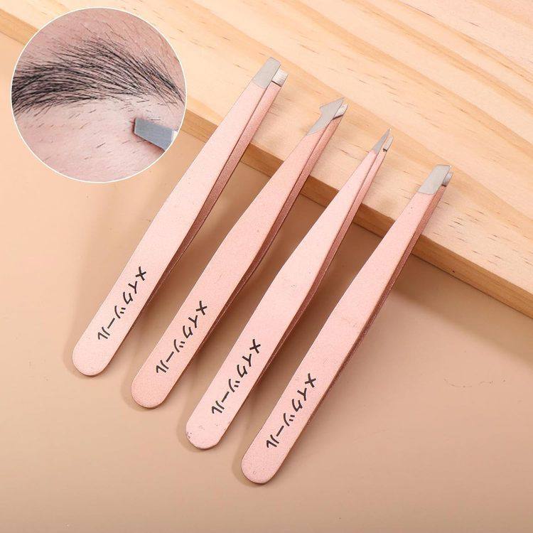 玫瑰金不锈钢眉夹4件套 拔唇毛拔眉毛贴假睫毛双眼皮美妆工具套装,彩妆/香水/美妆工具,修眉刀,淘宝优惠券,粉丝福利购,淘宝优惠卷