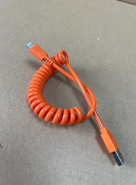 mfi认证c48弹簧线充电线iphone手机快充线2.4a数据线橘红色