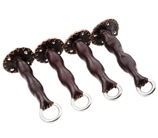 牛皮把手固定皮手柄螺母鞭不锈钢单环链条长鞭用甩鞭响鞭配件