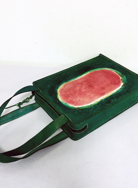 【希勒湖Lake Hillier】独立设计师 原创植鞣皮单肩包 艺术手绘包