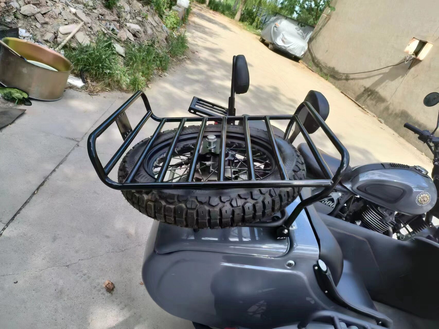 鑫源500 525行李架XY边三轮摩托车加大加宽备胎架子