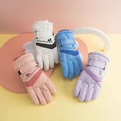 5165冬天季 保暖加绒男女儿童可爱滑雪加厚防水玩打雪杖孩子手套