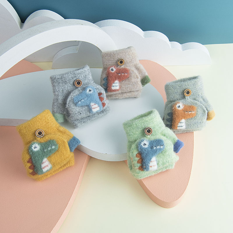 宝宝1-5岁婴幼儿半指翻盖手套