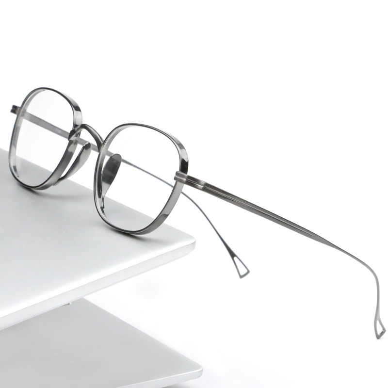 万年龟同款纯钛复古眼镜架男女近视全框方形可配高度数纯钛眼镜框