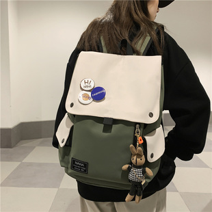 韩国ins简约大容量双肩包女 大学生小众设计感背包男高中学生书包