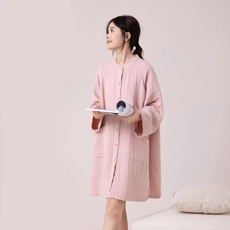 10335/1OO棉双层纱睡裙上衣-yr