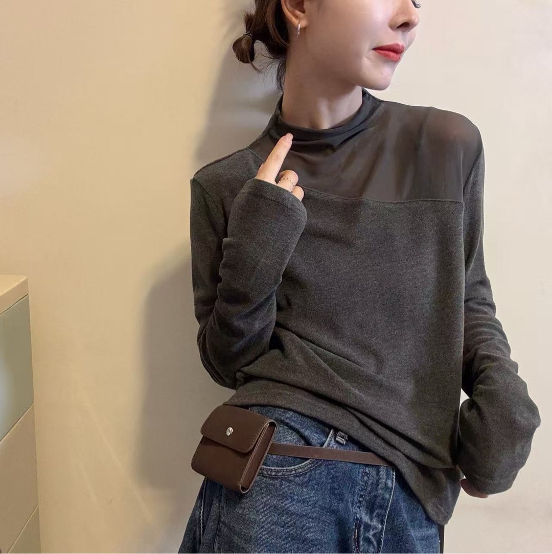 31113/韩米ya 中领拼接不规则打底衫-jqb-11.29