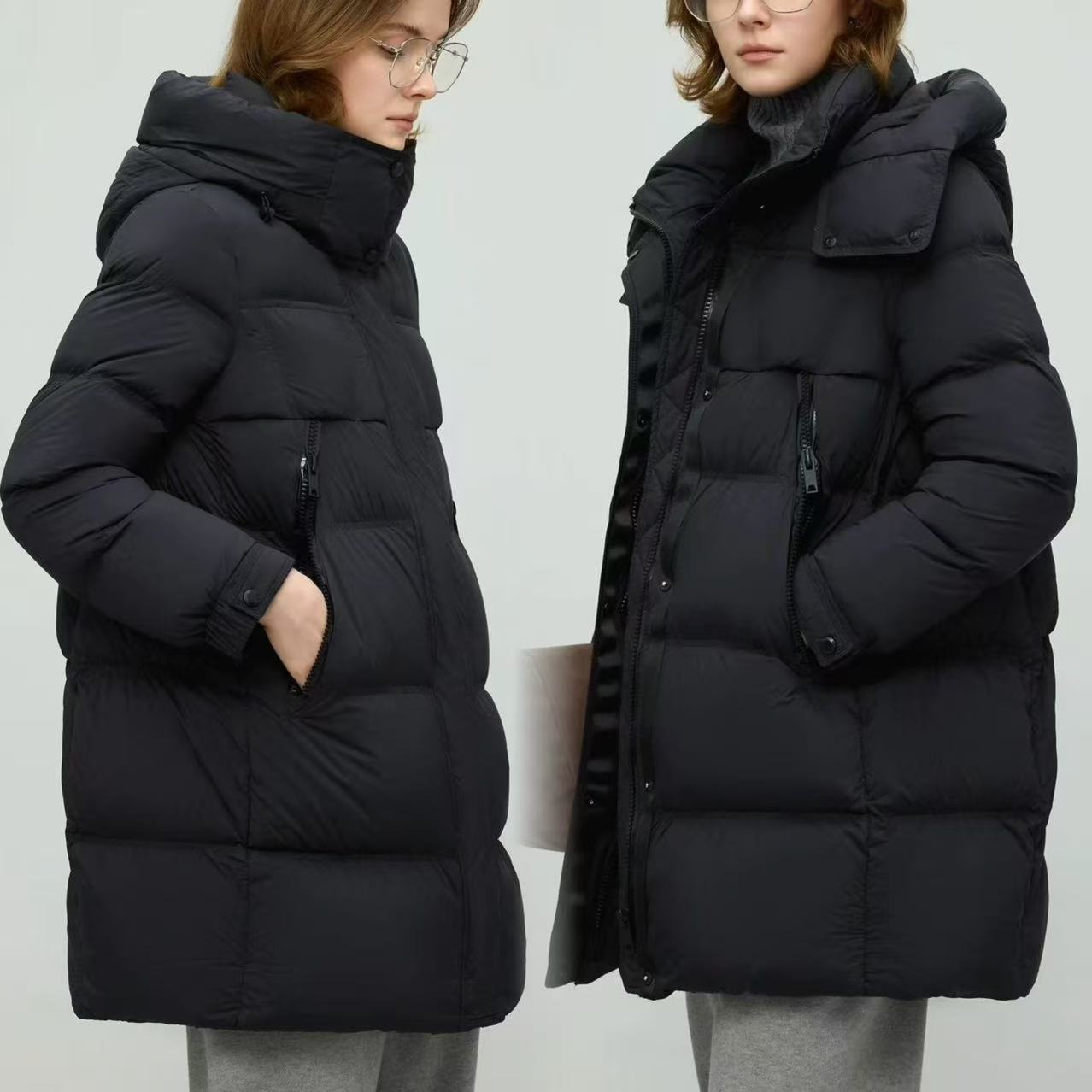 681144/连帽两色中长款泡芙羽绒服-093-11.16