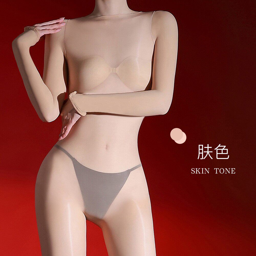 后背开洞大码油亮连体丝袜