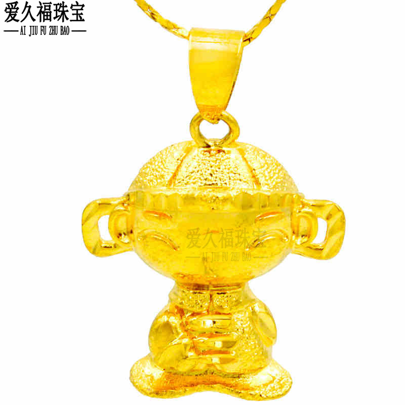 镀黄金吊坠女小福袋项坠带挂链学生锁骨镀金坠子鱼尾项链挂坠妈妈