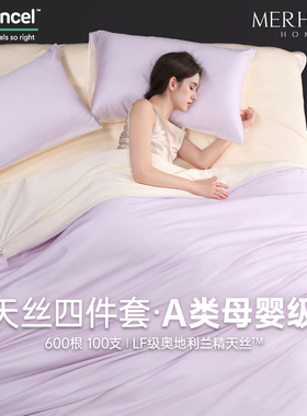 600根tencel兰精天丝100支a类冰丝四件套夏季凉轻奢高级感主卧室
