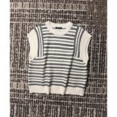 TANG 毛衣 编织感叠穿条纹实穿舒适针织背心 TOWN自制 進口棉混纺