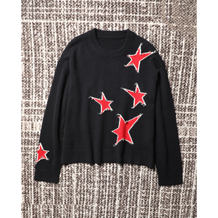 百搭时髦五角星提花针织衫 TANG 质感100%山羊绒 B备 毛衣 TOWN秋季