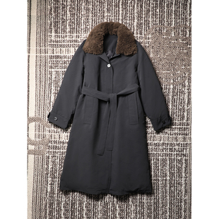 系带90鹅绒羽绒服 可拆卸山羊绒毛领中长款 TANG TOWN高密轻量面料