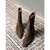 TANG 方头麂皮绒一脚蹬中筒靴 进口超细羊绒皮面 TOWN 25秋冬新款