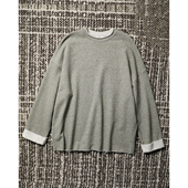 TANG TOWN自制 羊毛棉天丝混纺空气毛圈随性卷边圆领廓形针织卫衣