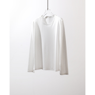TANG TOWN春夏刚需 轻柔凉感莱赛尔/亚麻極简轻薄圆领针织套衫T恤