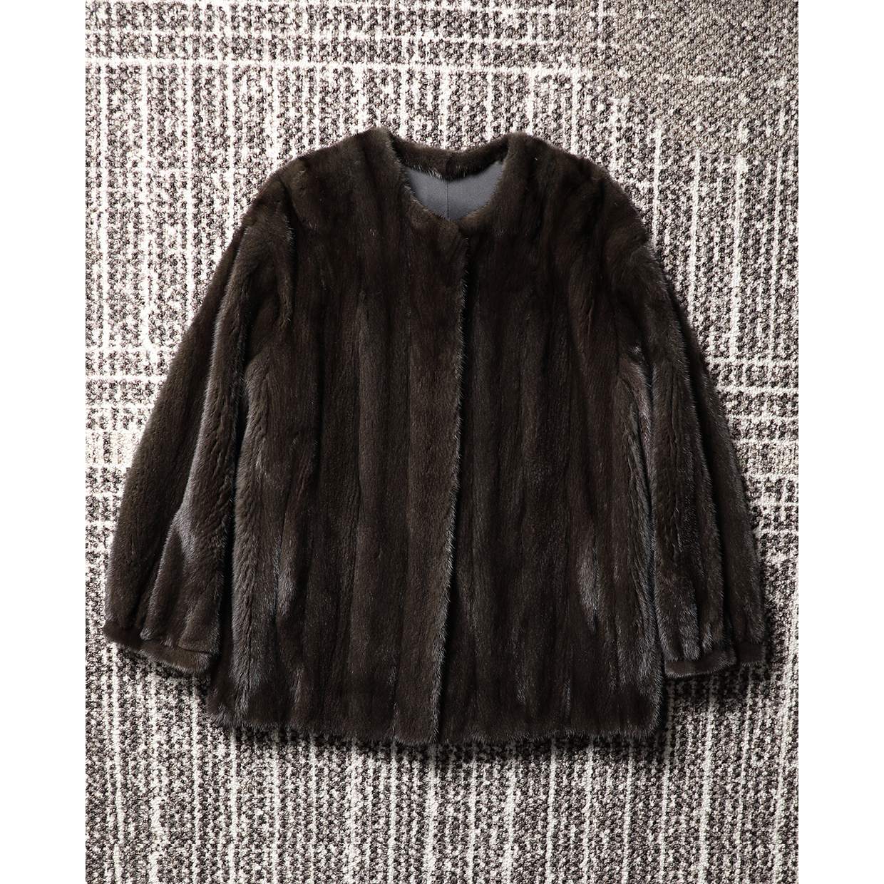 TANG TOWN 自制芬兰进口短二小母貂中古灯笼袖全抽刀工艺皮草外套