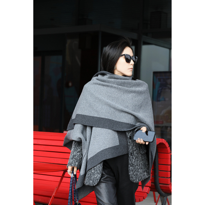 TANG TOWN【自制 优雅的贵妇气质妥妥拿捏】纯羊绒大披肩斗篷开衫