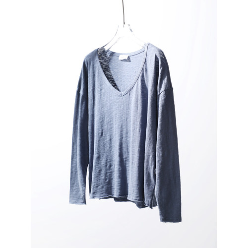 TANG TOWN 春夏触感品质双重升级 定织定染竹节棉 宽松大V领T恤女