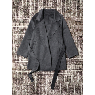 翻领系带浴袍款 TANG 手工双面呢大衣 高端山羊绒 大衣外套 TOWN