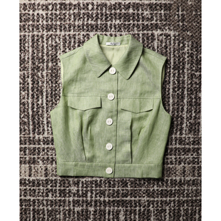 型和质感无敌 TANG 版 自制 夏日清爽时髦色织亚麻马夹 TOWN