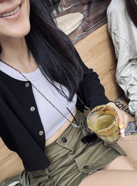 TANG TOWN 自制 法式vintage 变针绞花 立体肌理感全羊绒针织开衫