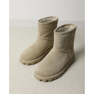 暖暖雪地靴 保暖加绒加厚羊皮毛一体短筒毛毛鞋 TANG TOWN