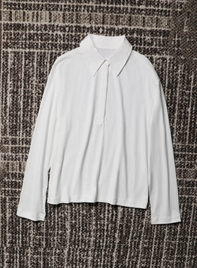 TANG TOWN 全棉舒适细腻柔软 松弛宽松佰搭polo领长袖T恤