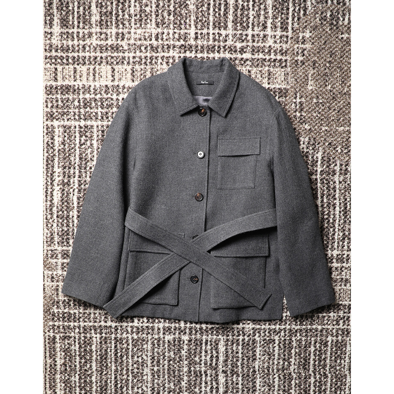 TANG TOWN 自制 都市时髦气质与复古工装型格兼容 羊毛呢腰带外套