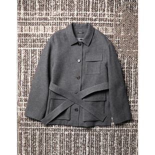 型格兼容 TANG 都市时髦气质与复古工装 自制 羊毛呢腰带外套 TOWN