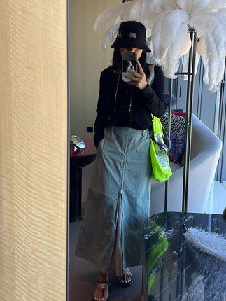 TANG TOWN 精选好物时髦百搭棉混纺防泼水休闲半裙女 TTZMD0007