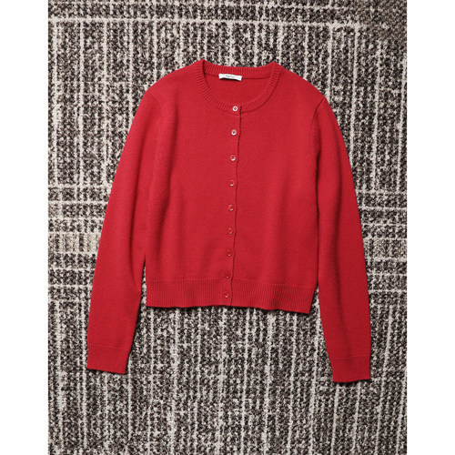 TANG TOWN自制 优雅气质莞美烘托 经典短廓形全羊绒针织开衫/毛衣