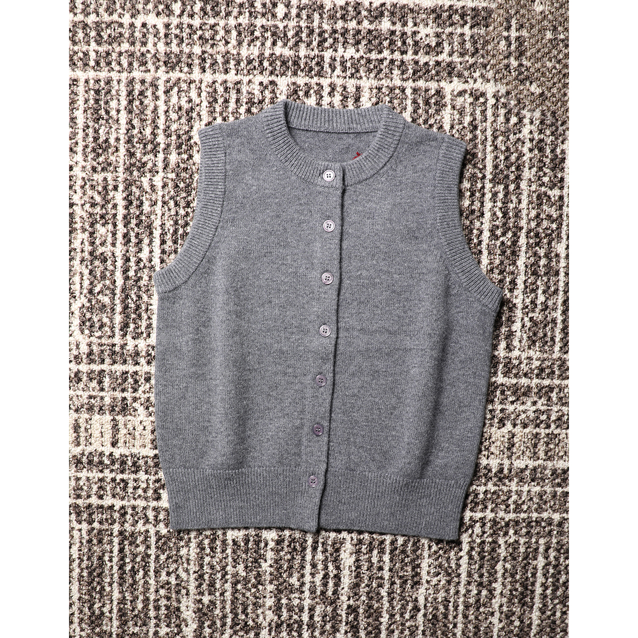 TANG TOWN秋冬B备温暖亲肤全羊毛经典佰搭叠穿风圆领针织开衫背心