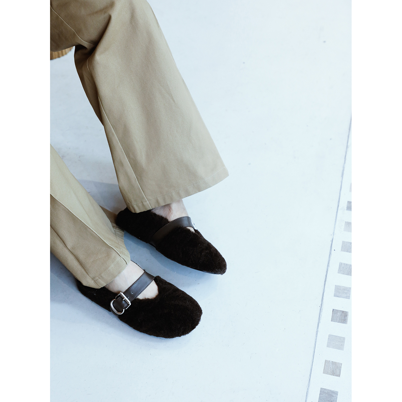 TANG TOWN 漫步冬日姿态从容 羊羔毛玛丽珍 舒适保暖芭蕾毛毛鞋