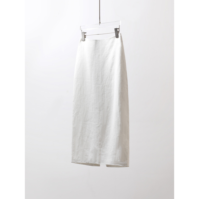 TANG TOWN自制轻松演绎文艺智性气质 侧面镂空刺绣轻凉感亚麻半裙