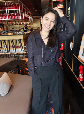 TANG TOWN 自制透气亚麻衬衫 及简随性休闲文艺气质长袖衬衫女夏