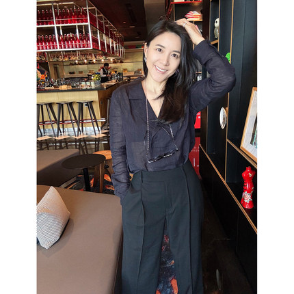 TANG TOWN 自制透气亚麻衬衫 及简随性休闲文艺气质长袖衬衫女夏