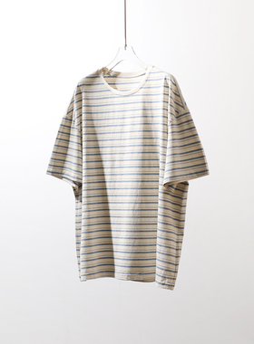 TANG TOWN 慵懒随性时髦 复古条纹慵懒大廓形舒适百搭短袖T恤