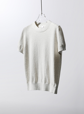 TANG TOWN 0压感弹力针织棉 百搭时髦半高圆领短袖T/针织衫