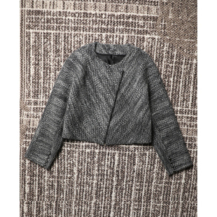 优雅摩登兼容 自制 复古显瘦高羊毛粗花呢无扣短外套 TOWN TANG