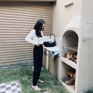 TOWN自制 运动裤 黑色抽绳休闲裤 卫裤 松紧腰宽松显瘦束脚裤 TANG