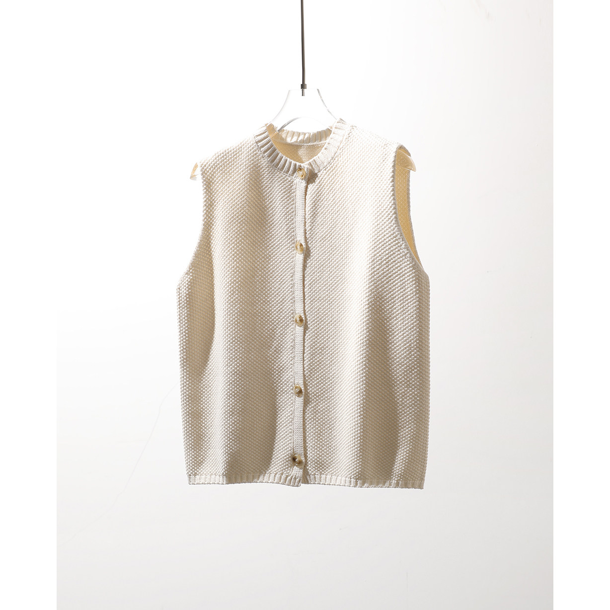 TANG TOWN 百搭及简风纯棉针织背心 细腻柔软无袖针织马甲开衫 女