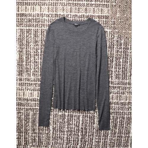 TANG TOWN自制通穿多季 亲肤垂柔羊毛混纺修身塑型手洞长袖T恤