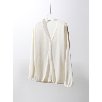 TANG TOWN慵懒文艺空气感 莫代尔和纸纱麻感肌理长袖防晒针织开衫