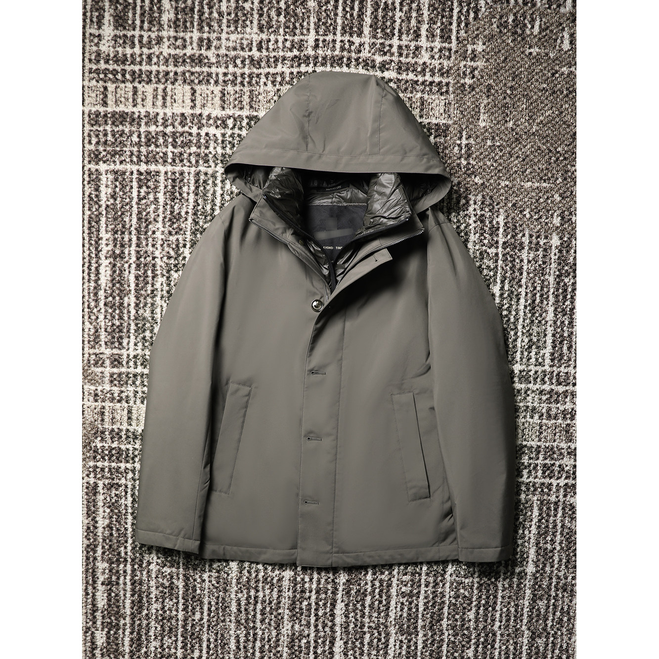 TANG TOWN男款商务通勤羽绒服 防风防水透气保暖90白鹅绒连帽外套